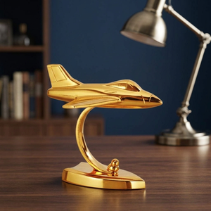 Ornement de bureau Art Déco en aluminium doré, motif avion géométrique, léger, pour la maison, le bureau, Diwali, la remise des diplômes, et projets DIY - Product Image 2