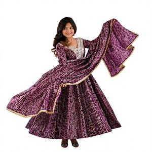 Salwar Kameez imprimé Bndhani, longueur standard, pour femmes, robe traditionnelle indienne pakistanaise pour mariage et fête, coupe standard, séchage rapide - Product Image 1
