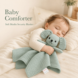 Doudou en mousseline 100 % coton biologique pour bébé, couverture de sécurité douce en forme de lapin pour nouveau-né - Product Image 3