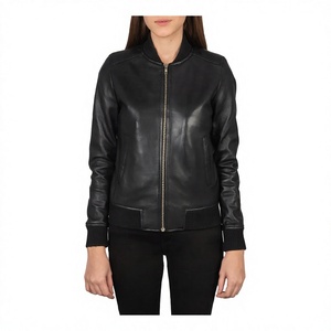 Black Genuine <b>Leather</b> <b>Jacket</b> Make Your Own Custom Design High Quality Women Bomber <b>Jacket</b> Manufacture - Product Image 4