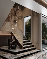 2025 personnalisé Style européen américain chêne massif verre acier inoxydable laiton meubles de maison escalier en bois balcon Villa PVC