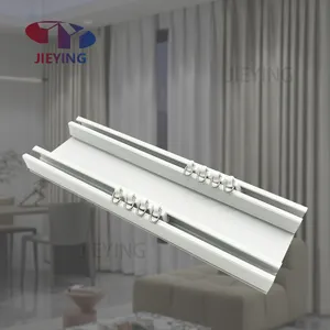 Jieying Duty White Aluminum Curtain Track Double Ceiling Curtain Rail Curtain Track For Bay Windows