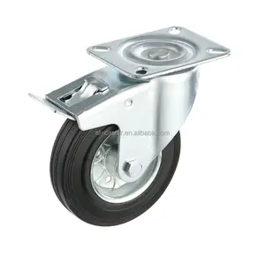 Metal platform el arabası sepeti için yüksek kalite siyah kauçuk caster esd caster 75 /80/100/125/150/160/200/250mm kauçuk tekerlek