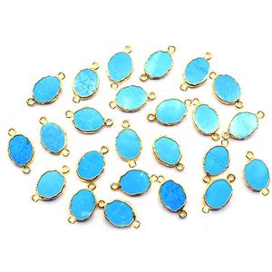 Howlite 18-20mm connecteur plaqué or de forme ovale 18K résultats de bijoux avec caution pour la fabrication de bijoux - Product Image 1