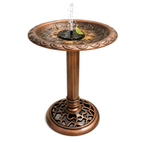 Fontaine à eau pour oiseaux écologique et durable à énergie solaire, bol sur piédestal en bronze antique, mangeoire pour oiseaux sauvages autoportante, pompe extérieure