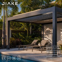 Pérgola de Aluminio Gris Jiake con Techo de Láminas Motorizadas, Gazebo Bioclimático para Jardín Junto a la Piscina OEM/ODM