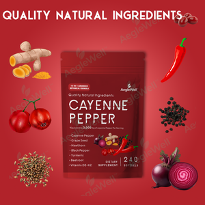 Aeglewell פרטי תווית פלפל קאיין תוספת ג 'לים רכים בריאות אורגני תוספי מזון 240 פלפל קאיין קפסולות - Product Image 5