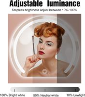 Anneau lumineux LED intelligent personnalisé moderne Miroir rond mural Miroir semi-circulaire décoratif pour salle de bain