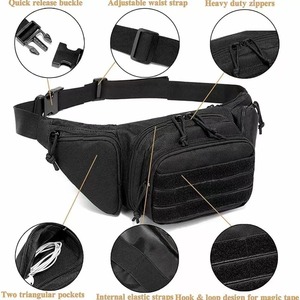 Sac de taille multifonctionnel d'extérieur unisexe en tissu Oxford avec sangle réglable, sac de rangement de sport de style militaire - Product Image 3