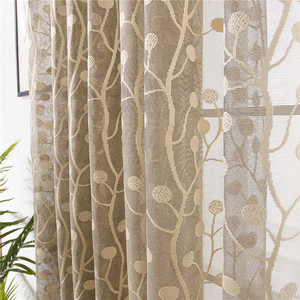 Di alta Qualità di Stile Europeo Oro 54x84 Faux Lino Ricamato tenda di Finestra del Soggiorno Tende Trasparenti - Product Image 3