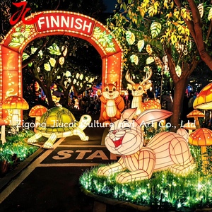 Linternas de Seda Hechas a Mano con Diseño de Tortuga y Conejo, Linternas de Animales de Cuentos, Decoración de Cuentos de Hadas para Exteriores, Tamaño Personalizado - Product Image 1