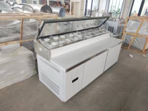 Plateau en marbre RTK et table de préparation de pizza professionnelle en acier inoxydable/présentoir à pizza équipement de réfrigération <span class=keywords><strong>comptoir</strong></span> à pizza - Product Image 4