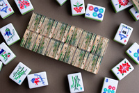 Fournitures de Mahjong : Tuiles de Mahjong Américaines de Designer, Gravure Classique, Acrylique Quatre Couches, 32 mm, Tuiles de Mahjong de Voyage