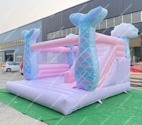 Château gonflable sirène rose avec toboggan