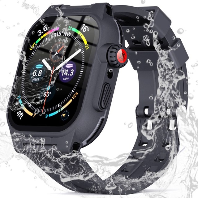 SHELLBOX for Apple Watch Series 8 41mm 7 41mm IP68 Waterproof Case With Silicone Watch Band