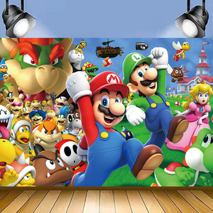 Decoración de Fondo para Fiesta de <span class=keywords><strong>Mario</strong></span> <span class=keywords><strong>Bros</strong></span>, Artículos de Fiesta para Niños y Niñas, Fondos de Vinilo para Fotografía, Regalos para Festivales - Product Image 4