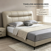 Lit en cuir minimaliste italien à prix d'usine, design de tête de lit ondulée, mobilier de chambre principale, vente en gros