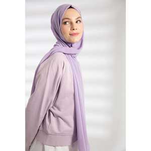 Écharpe en mousseline de soie lilas de luxe 100% soie imprimée à motif animal numérique, style long pour les saisons printemps/été, pour les fêtes, les musulmans - Product Image 1