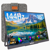 Moniteur externe 16 pouces 144 Hz, panneau IPS FHD, technologie FreeSync pour ordinateur portable, usage à distance, bureau, voyage