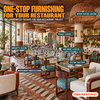 Ensemble de mobilier de restaurant moderne J2S, tables et chaises de restaurant, banquettes, projets d'aménagement intérieur d'hôtel, sur mesure