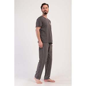 <b>Mens</b> Crew Neck Short-Sleeve <b>Pajama</b> <b>Set</b> with Pockets Home Wear Silk and Cotton Robe <b>Set</b> Custom Logo Printed Fabric - Product Image 3