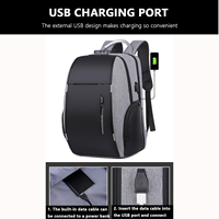 Sac à dos de voyage pour ordinateur portable 15,6 pouces, léger, en tissu Oxford, résistant aux rayures, avec fermeture à code et chargement USB, réfléchissant la nuit