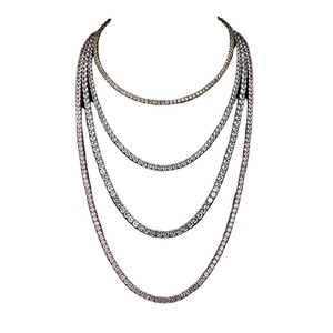 Colliers, chaînes et bijoux brillants pour hommes, 1 rang, chaînes en or, en argent, colliers style Hip Hop brillants, colliers de 3mm, 4mm, 5mm, 6mm, pour hommes - Product Image 1