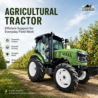 Livraison gratuite Tracteur agricole LAWNIO à quatre roues motrices, puissant débit hydraulique pour les exploitations agricoles moyennes et grandes, tracteur 4x4