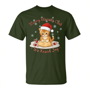 Camiseta navideña Merry Biscuits Club Cat con diseño navideño We Knead Joy - Product Image 2