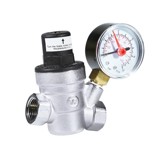 Vanne de réduction de pression d'eau hydraulique en laiton plaqué <span class=keywords><strong>DN20</strong></span>, réglable avec manomètre pratique, contrôle OEM – Direct Usine - Product Image 1