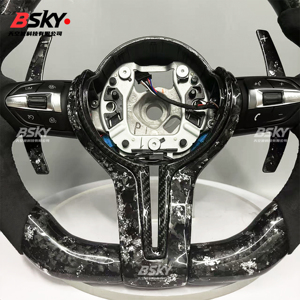 Volant en fibre de carbone forgé avec fleur flottante argentée personnalisée, adapté aux <span class=keywords><strong>BMW</strong></span> M3M4M5 F23 F20F30F35F82F10 F15 F18 E60 E90 E70 - Product Image 4