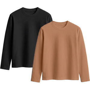Camiseta de Punto de Manga Larga para Mujer, Cuello Redondo, Corte Regular, Informal, para Todas las Temporadas, 100% Algodón, Transpirable, Venta al Por Mayor, ODM - Product Image 1
