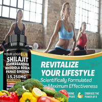 8 en 1 Boost d'énergie et de résistance, capsules d'extrait de racine d'ashwagandha et de shilajit