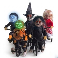 Poupée fantôme électrique d'Halloween transfrontalière, sonore et mobile, lumineuse, avec fonction de montée sur citrouille, sorcière squelette, pour effets d'horreur, farces et décoration
