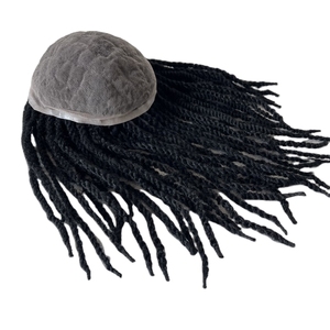 Reemplazo <span class=keywords><strong>de</strong></span> Cabello Humano Virgen Brasileño # Postizo <span class=keywords><strong>de</strong></span> Cabello Afro Trenzado <span class=keywords><strong>de</strong></span> 14 Pulgadas, Color Negro Azabache, con Encaje Completo <span class=keywords><strong>para</strong></span> <span class=keywords><strong>Hombres</strong></span> Negros - Product Image 2