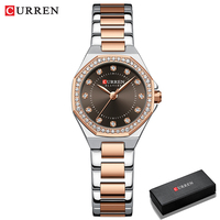 Montre-bracelet pour femme Curren 9100, mode, or, acier inoxydable, étanche, montre-bracelet à quartz pour filles, pour femmes, avec boîte cadeau