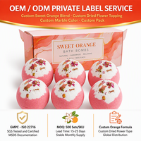 Set de Bombas de Baño Efervescentes de Naranja Dulce Hechas a Mano con Flores Secas, Botánicas, Hidratantes, Refrescantes y Aromáticas, Marca Privada OEM