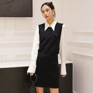 Gilet polaire personnalisé sans manches en laine chandails tricotés col rond dames gilet en tricot - Product Image 2