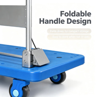 Chariot de courses robuste pliable à plateau avec roulettes silencieuses et système de freinage pour usage en magasin de détail