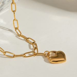Collar con Colgante de Corazón Romántico, Inodoro, Resistente a Roturas, Fabricantes de Joyería Personalizada, Cadena de Oro Sólido de 18k para Mujer - Product Image 3