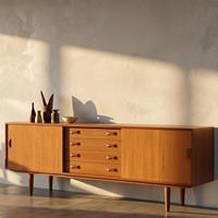 DD Woodworks Nouvelle Conception Commode à Tiroirs en Bois Massif de Luxe Moderne pour Chambre à Coucher, Meuble de Rangement pour Vêtements, Longue Commode pour Salon