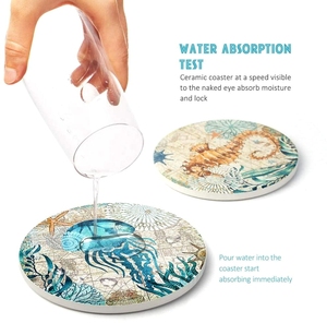 Sous-verres en céramique absorbants très demandés, 4 pouces de diamètre, ronds, absorbant l'eau, séchage rapide, tortue de mer, océan - Product Image 4