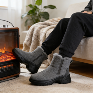 ขายส่งรองเท้าบูทกันหิมะฤดูหนาวสำหรับผู้ชายและผู้หญิง พื้นหนา กันลื่น หนังวัว หนังแกะสองด้าน โรงงานผลิตโดยตรง รับผลิตแบบ OEM/ODM - Product Image 5