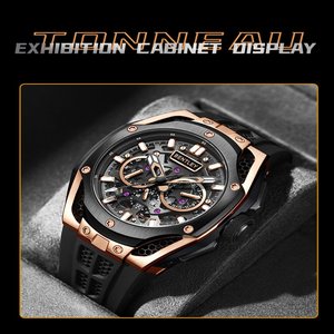 Elegante reloj de pulsera mecánico resistente al agua 5ATM con ventana de esfera de cristal diseñado para un rendimiento duradero de artesanía de confianza - Product Image 2