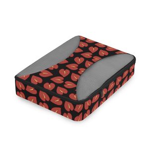Juego de Organizadores de Equipaje de Viaje con Estampado de Anturio Rojo Hawaiano, en Poliéster, con Paneles de Malla, Personalizables - Product Image 5