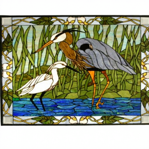 Panel de Vidrio Artístico Tiffany con Diseño de Grullas, Estilo Pastoral Europeo, Personalizado, para Colgar en la Ventana del Comedor o Sala de Estar - Product Image 1