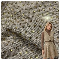 Tissu en tweed de Hong Kong brodé de paillettes, 100 % fibres synthétiques, tissé pour veste de costume élégante pour femme, vente en gros et sur mesure