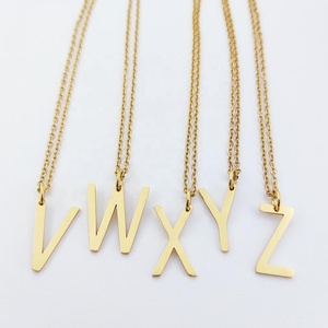 Alfabeto Colgante Para Cadena Thư Mặt Dây Chuyền Vòng Cổ Ban Đầu 18K Mạ Vàng Kích Thước Lớn Vòng Cổ Chuỗi Thép Cho Phụ Nữ - Product Image 3