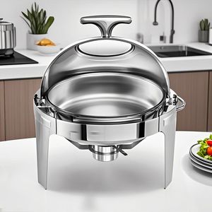 Réchaud alimentaire rond Db 6L en acier inoxydable avec couvercle en verre pour maintien au chaud - Product Image 3