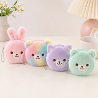 Porte-clés ours en peluche arc-en-ciel pastel mignon, pochette à monnaie en peluche douce pour filles, cadeau personnalisé, fabrication OEM ODM